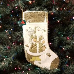 PrimaGoldCream Appliqued Velvet Christmas Stocking